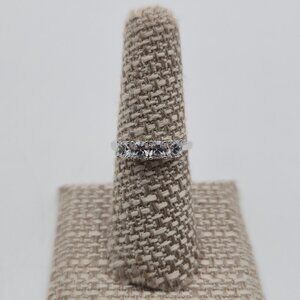 Size 7 Sterling Silver Four Cushion Cubic Zirconia Gems Ring A4006
